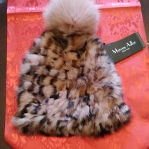 Marcus Adler pink pom rabbit fur hat